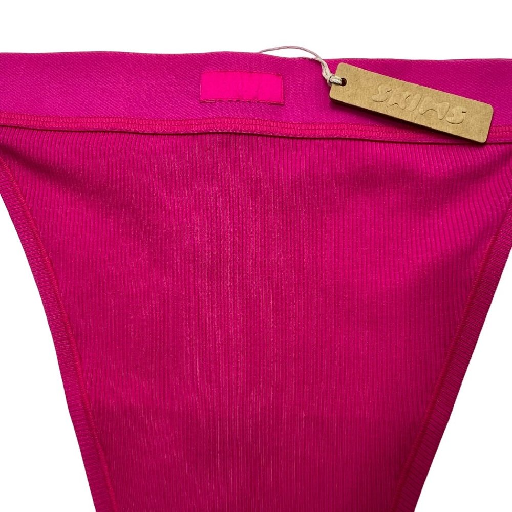 SKIMS Cotton Rib Thong Raspberry Womens 4X - Picture 3 of 9
